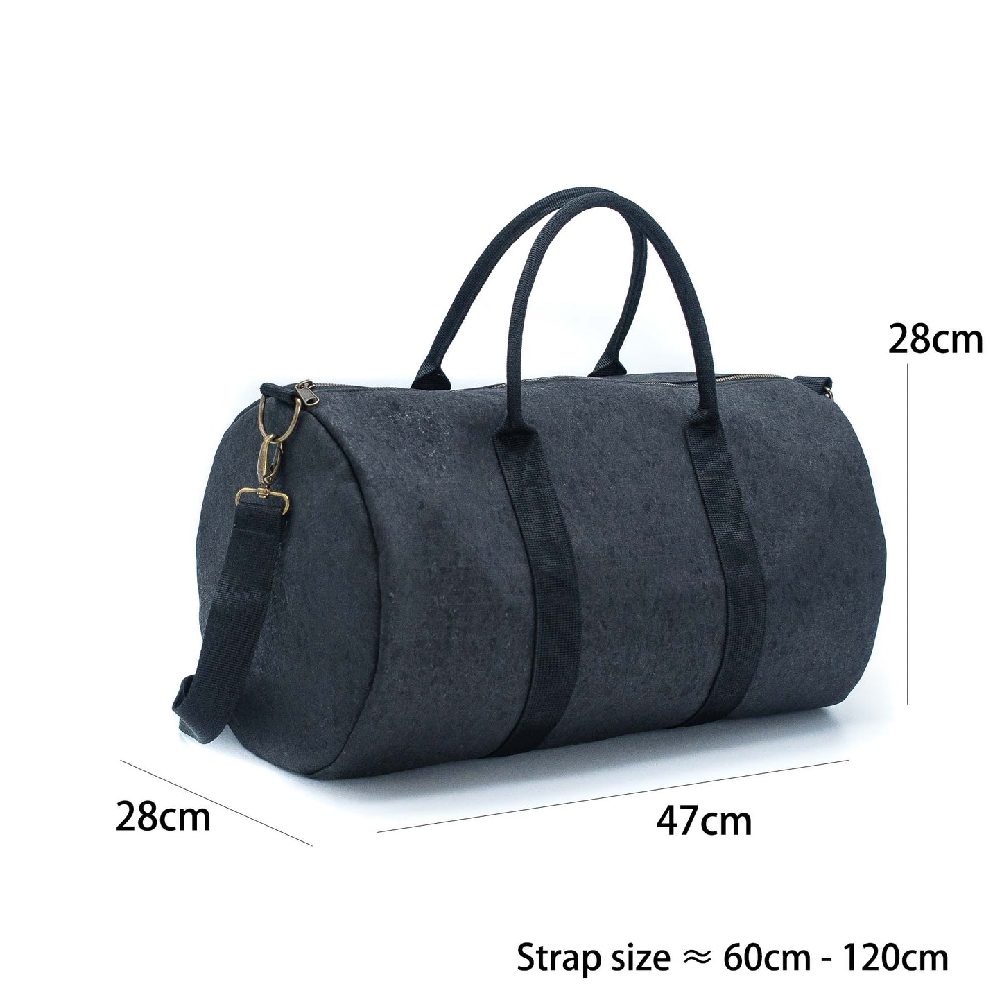 Black Weekender Travel Duffel Bag in Eco-Friendly Cork